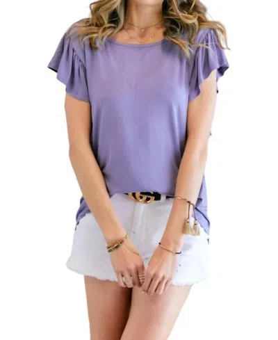 Adora Ruffle Sleeve Top In Purple In Purple