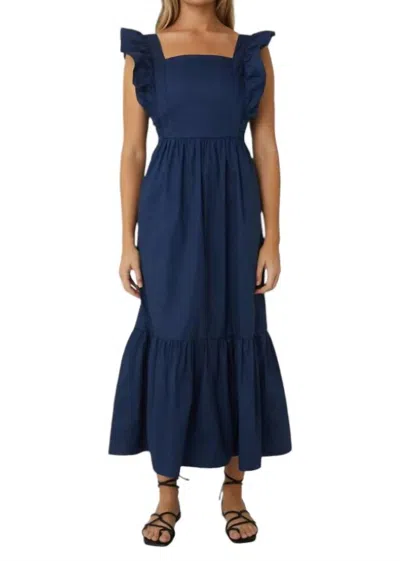 Js71 Florence Maxi Dress In Navy In Blue