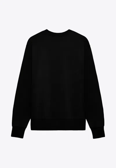 1989 Studio Brushed Cotton Crew Neck Sweatshirt With Embossed Logo In Black