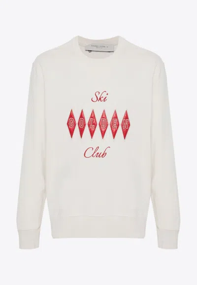 Golden Goose Db Archibald  Embroidered Sweatshirt In White
