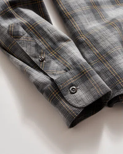 Billy Reid Shadow Plaid John T Shirt In Grey Melange