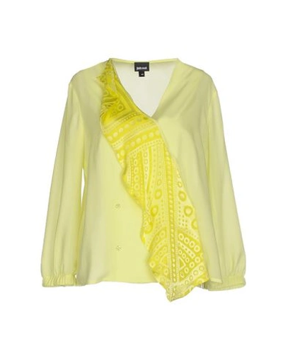 Just Cavalli Solid Color Shirts & Blouses In Acid Green