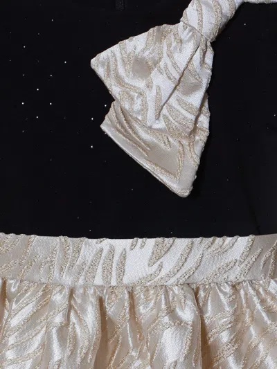 Patachou Girls Jaquard Bow Party Dress In Gold