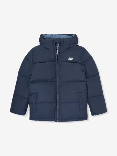 New Balance Boys Logo Puffer Jacket In Blue