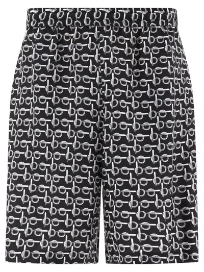 Burberry Printed Silk Bermuda Shorts In Black