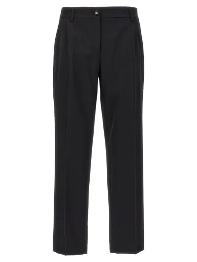 Dolce & Gabbana Wool Canvas Trousers Pants Black In Black