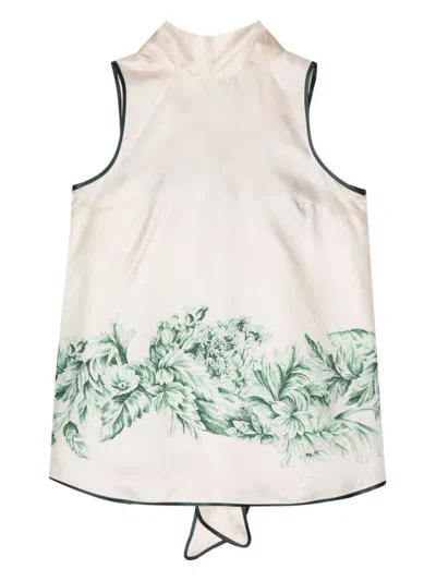 F.r.s For Restless Sleepers For Restless Sleepers Silk Printed Top In Green