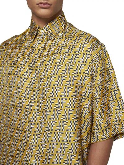 Fendi Ff Labyrinth Silk Shirt In Yellow