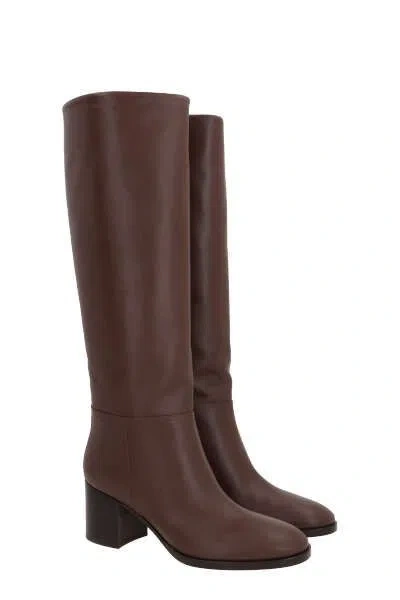 Gianvito Rossi Santiago 85mm Leather Boots In Brown