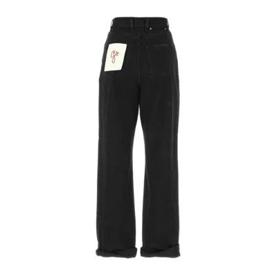 Golden Goose Kim Denim One Washed Trousers With Star Embellishments In Black
