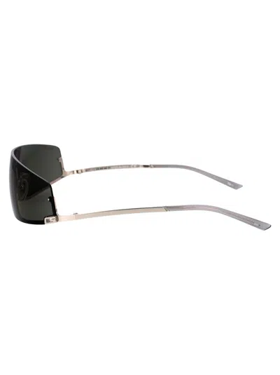 Gucci Oversized Angular Sunglasses In 001 Silver Silver Grey