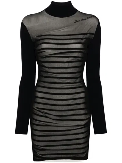 Jean Paul Gaultier Striped Mini Dress In Two In Blue
