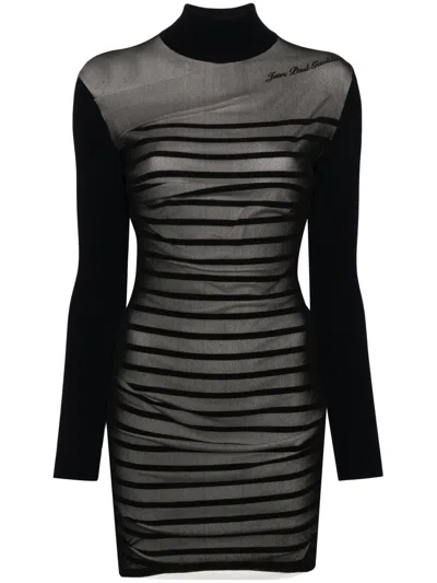 Jean Paul Gaultier Striped Mini Dress In Two In Blue