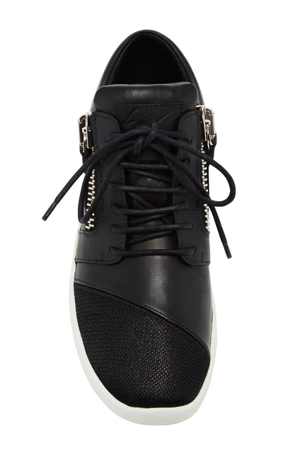 Shop Giuseppe Zanotti Black Leather Sneakers With Zip Detail