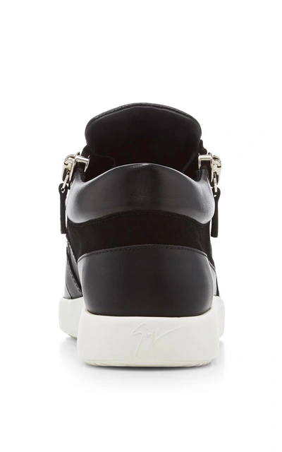 Shop Giuseppe Zanotti Black Leather Sneakers With Zip Detail