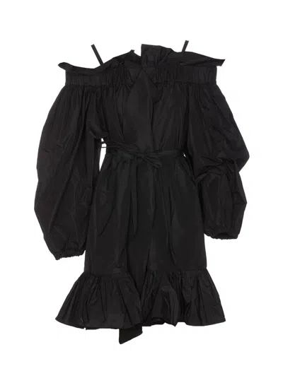 Patou Bow-detail Ruffled Faille Minidress In Green