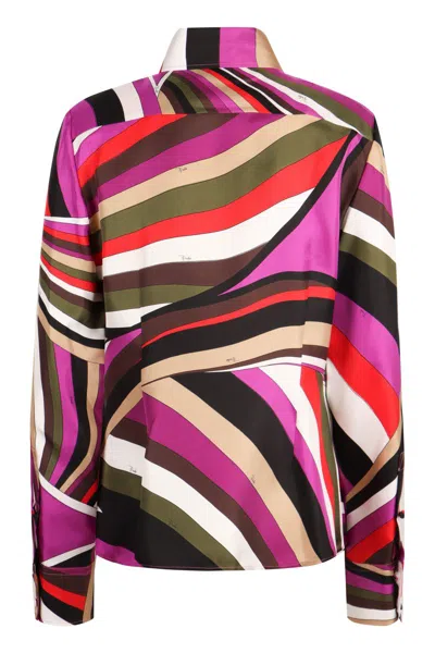 Pucci Fuchsia Multicolour Silk Shirt For Women In Purple