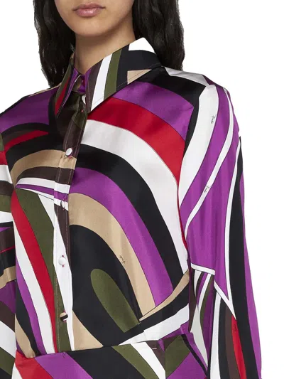 Pucci Fuchsia Multicolour Silk Shirt For Women In Purple