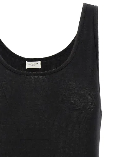 Saint Laurent Semi Transparent Top In Black In Black