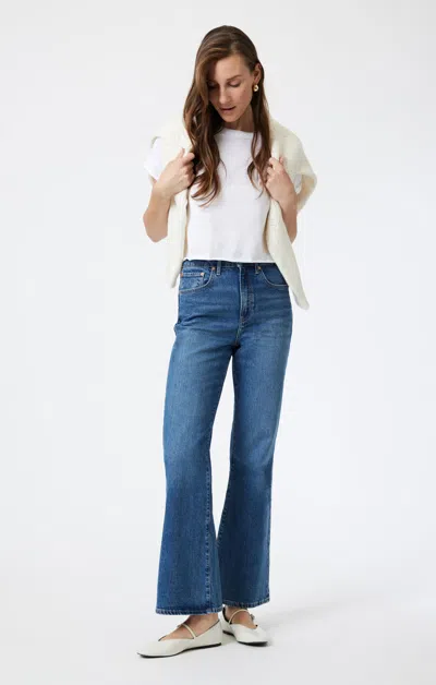 Mavi Los Angeles Flare In Mid Brushed Classic Blue In Medium Blue