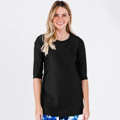 Calysa Women's Gia 3/4 Sleeve Swim Tunic In Black