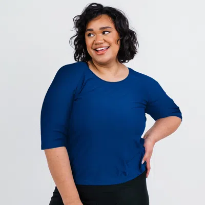 Calypsa Plus Size Loose Fit Margaux Swim Top In Blue