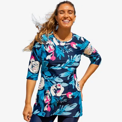 Calysa Women's Gia 3/4 Sleeve Swim Tunic In Multi