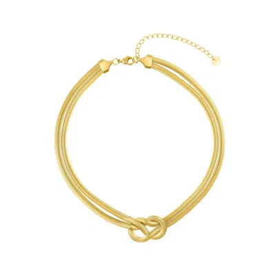 Adornia Tarnish Resistant 18k Gold Plated Adjustable Knot Collar Necklace In Gold