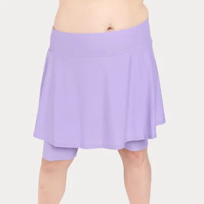 Calypsa Women's Plus Flared Mid-thigh Swim Skirt With Bike Shorts In Purple