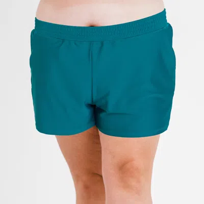 Calypsa Plus Size Classic Fit Swim Shorts With Panty In Green