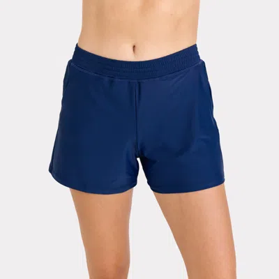 Calypsa Women's Plus Classic Fit Swim Shorts With Panty In Blue