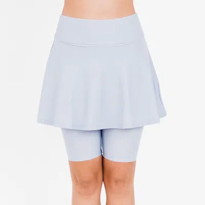 Calypsa Women's Plus Flared Mid-thigh Swim Skirt With Bike Shorts In Multi