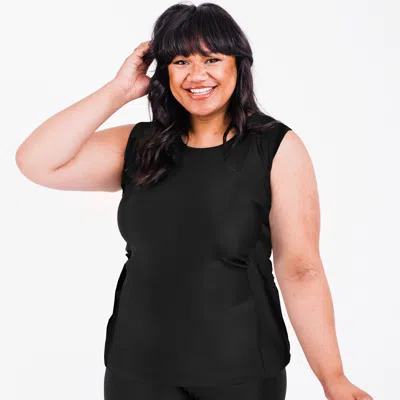 Calypsa Plus Size Loose Fit Maya Swim Top In Black