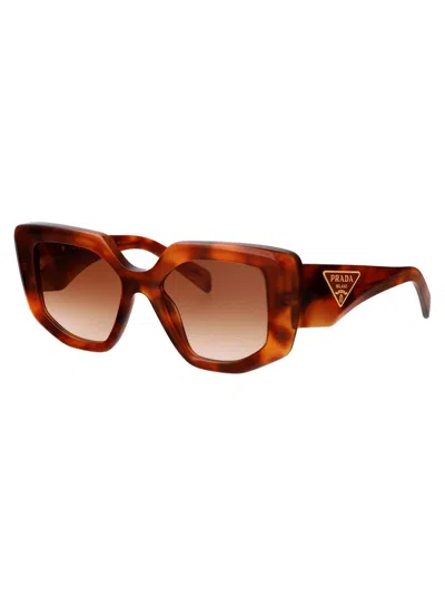 Prada Brown Gradient Irregular Ladies Sunglasses Pr 14zs 18r70e 50 In 18r70e Cognac Tortoise