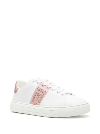 Shop Versace In White/dusty Pink