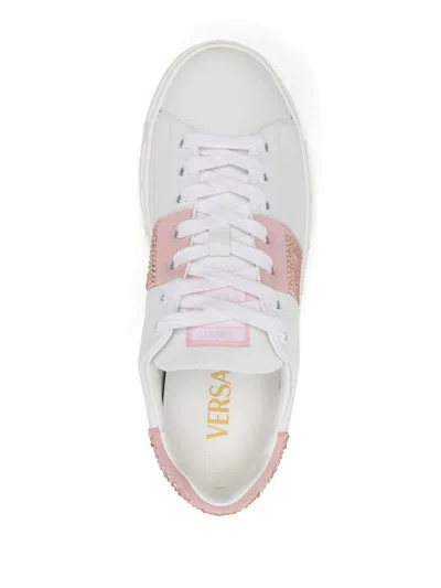 Shop Versace In White/dusty Pink