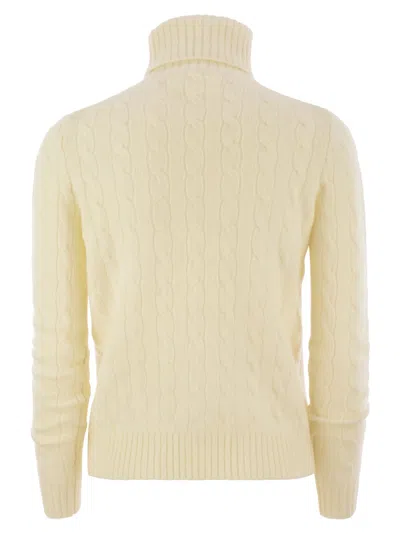 Polo Ralph Lauren Wool And Cashmere Cable-knit Turtleneck Sweater In Cream
