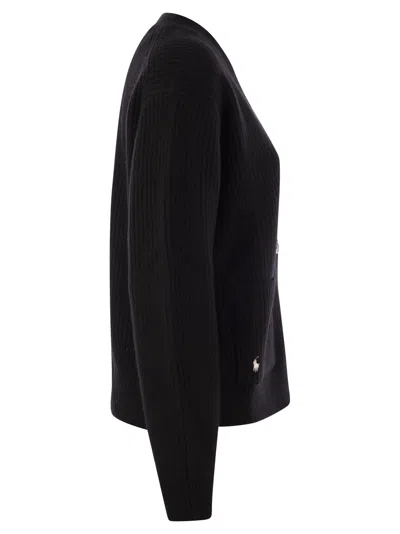 Polo Ralph Lauren Wool And Cashmere V-neck Cardigan In Black