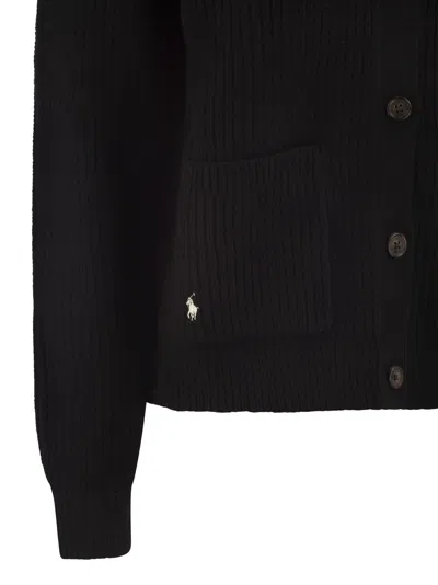 Polo Ralph Lauren Wool And Cashmere V-neck Cardigan In Black