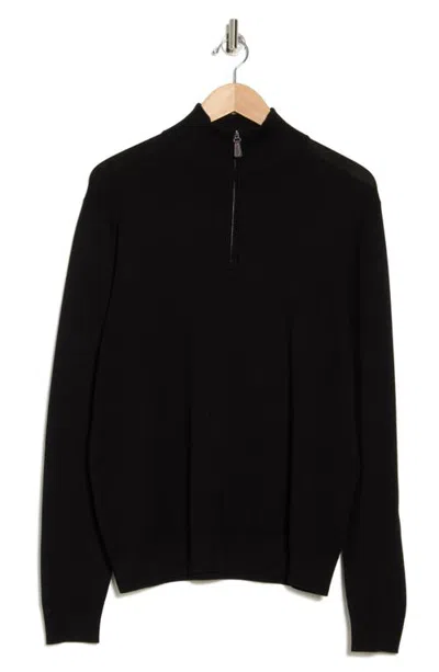 Tom Baine Solid Quarter Zip Pullover In Black
