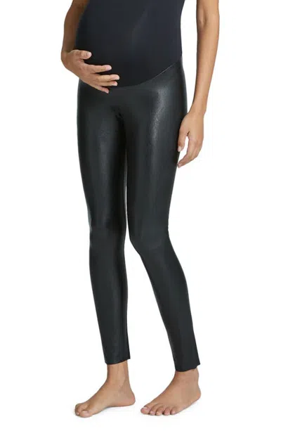 Commando Womens Croc Animal-print Faux Leather Leggings In Black
