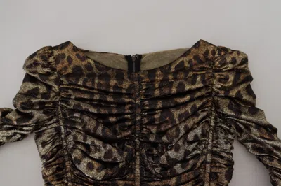 Dolce & Gabbana Elegant Leopard Print Midi Bodycon Dress In Multicolor