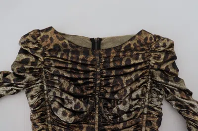 Dolce & Gabbana Elegant Leopard Print Midi Bodycon Dress In Multicolor