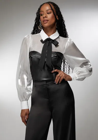 Bebe X Ciara Symmetric Zipper Vegan Leather Corset In Black