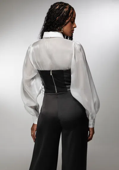 Bebe X Ciara Symmetric Zipper Vegan Leather Corset In Black
