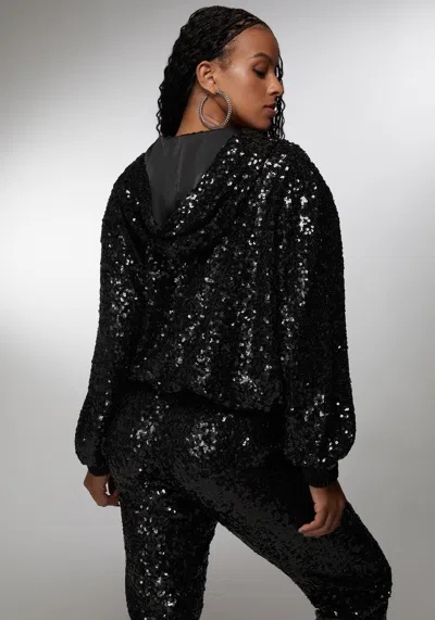 Bebe X Ciara Sequin Hoodie Jacket In Black