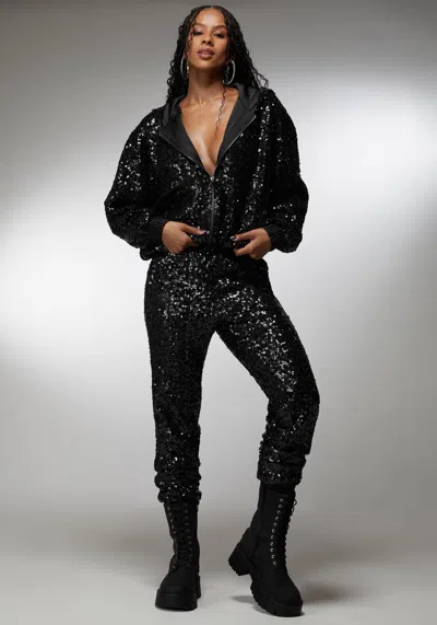 Bebe X Ciara Sequin Jogger In Black