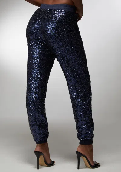 Bebe X Ciara Sequin Jogger In Midnight Blue