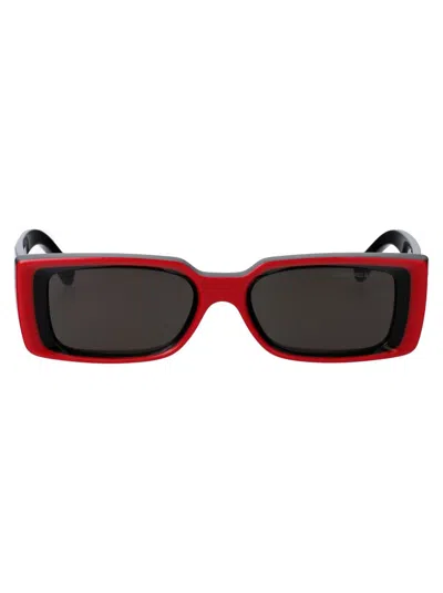 Cutler And Gross Rectangle-frame Sunglasses In Red On Black
