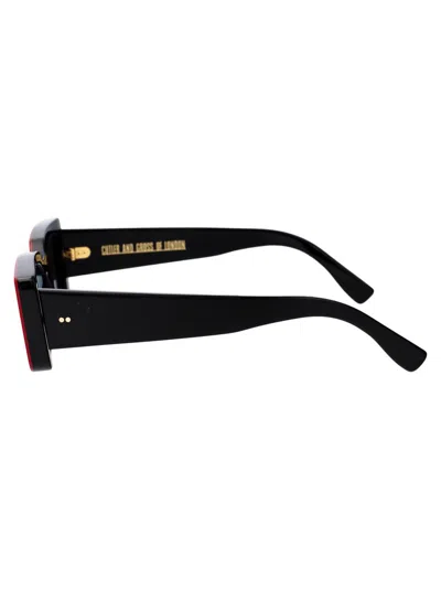 Cutler And Gross Rectangle-frame Sunglasses In Red On Black